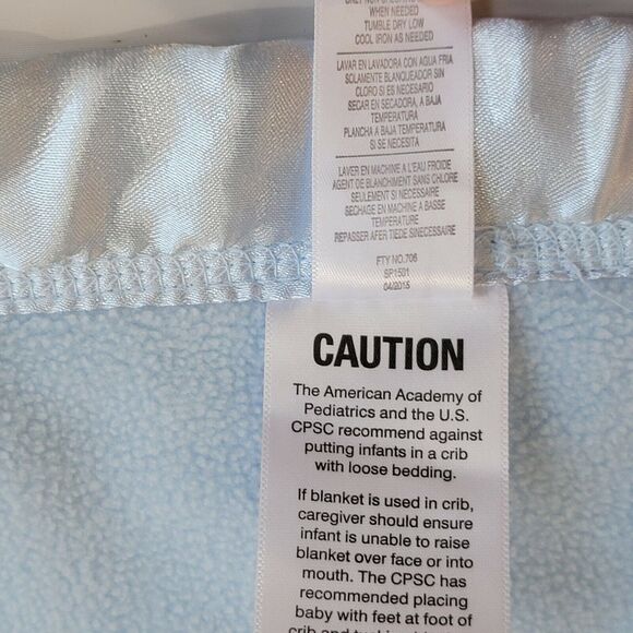 Sterling All Blue Baby Blanket Silky Satin Edge Diamond Pattern Solid Security - Picture 6 of 8